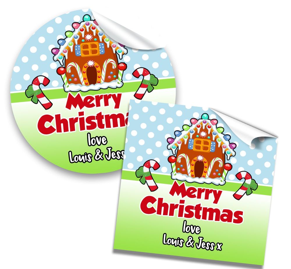 Christmas Stickers Gift Tag Labels Gingerbread House A4 Sheet x1