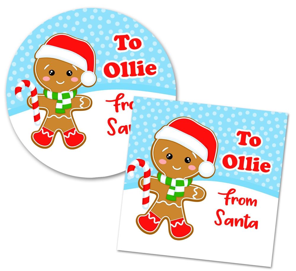 Christmas Stickers Gift Tag Labels Gingebread Boy A4 Sheet x1