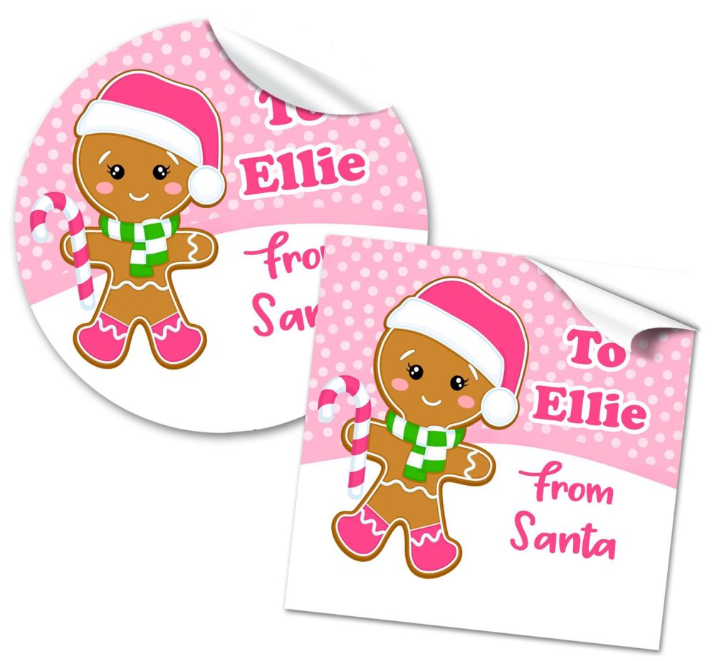 Christmas Stickers Gift Tag Labels Gingerbread Girl A4 Sheet x1