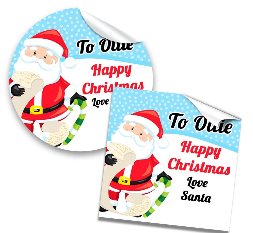 Christmas Stickers Gift Tag Labels Santa List A4 Sheet x1