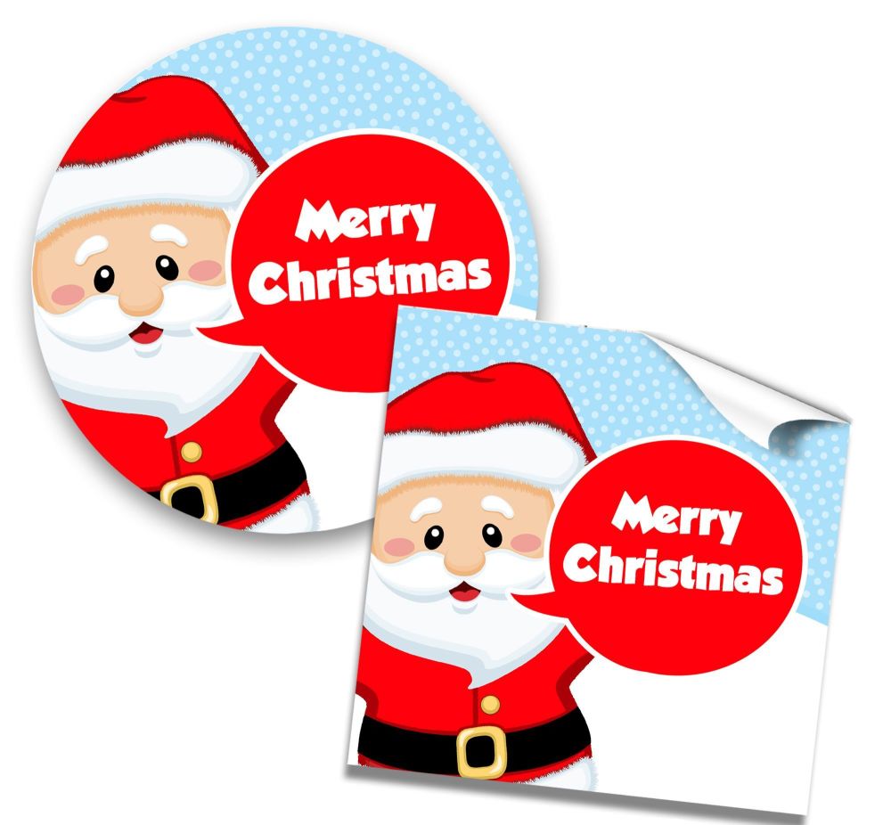 Christmas Stickers Gift Tag Labels Santa Speech Bubble A4 Sheet x1