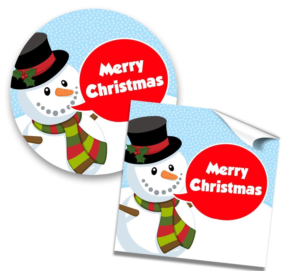 Christmas Stickers Gift Tag Labels Snowman Speech Bubble A4 Sheet x1