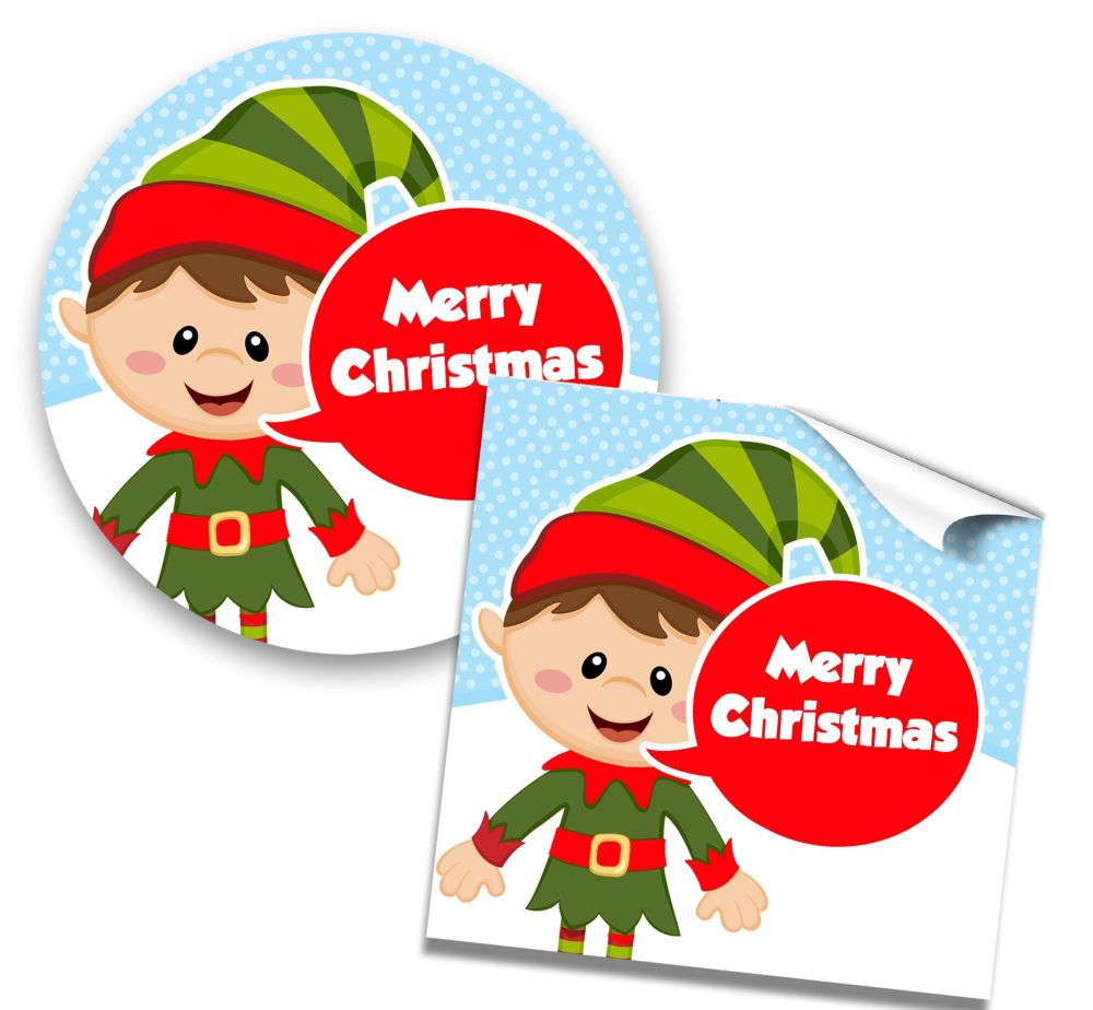 Christmas Stickers Gift Tag Labels Elf Speech Bubble A4 Sheet x1