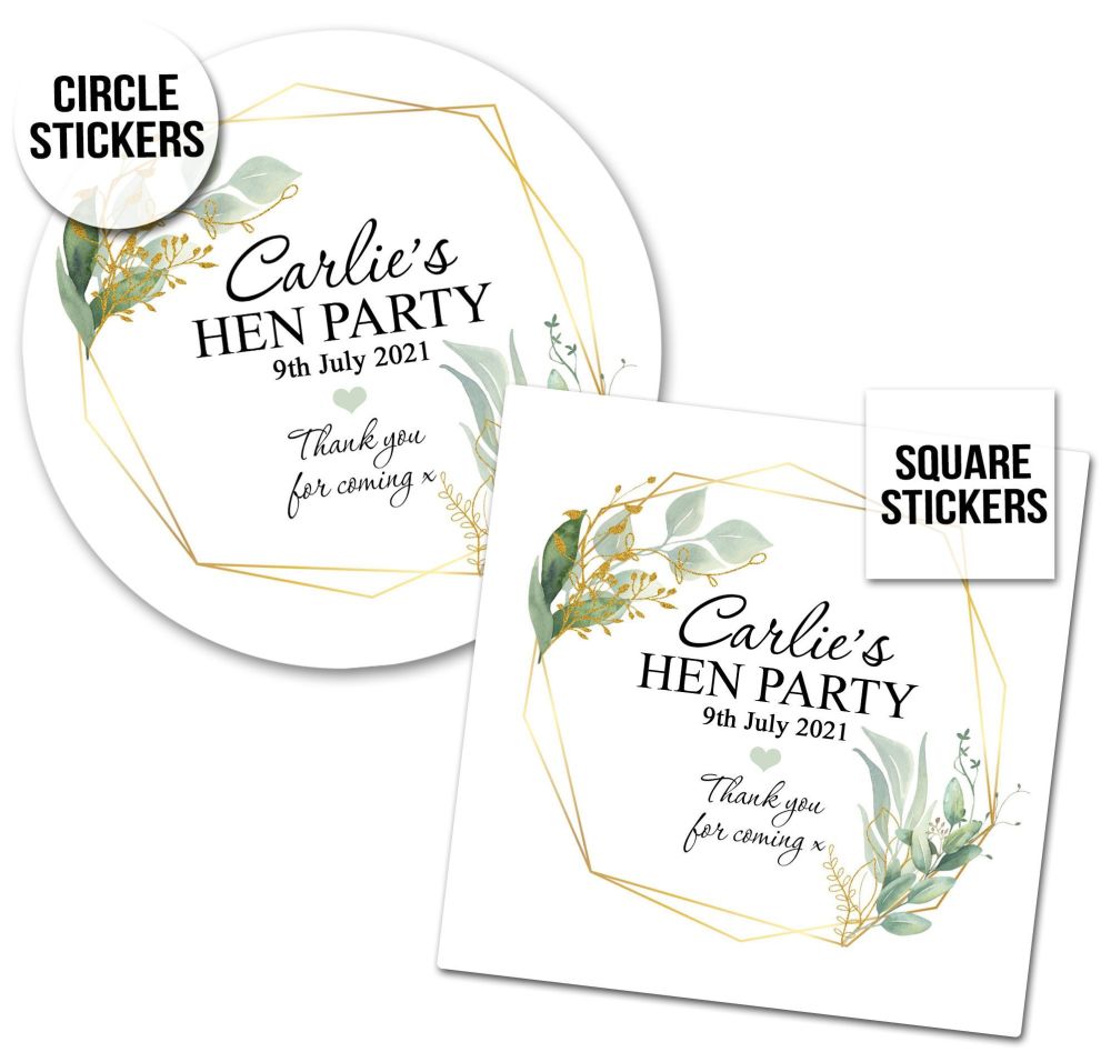 Hen Party Stickers Geometric Botanicals