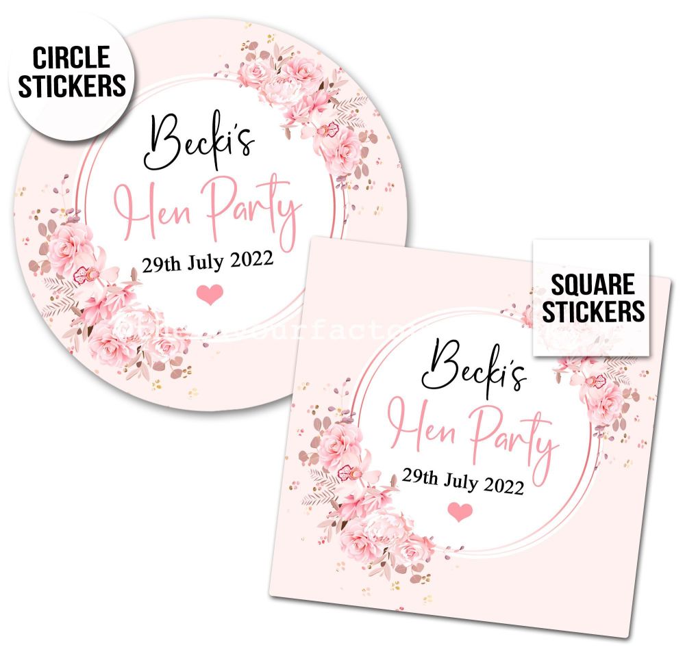 Hen Party Stickers | Pretty Pink Flowers - A4 Sheet x1