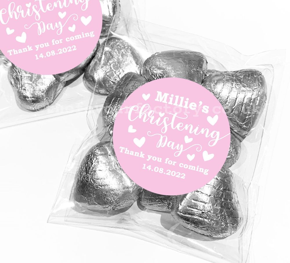 Christening Favours Sweet Bags Kits Pink Love Hearts x1
