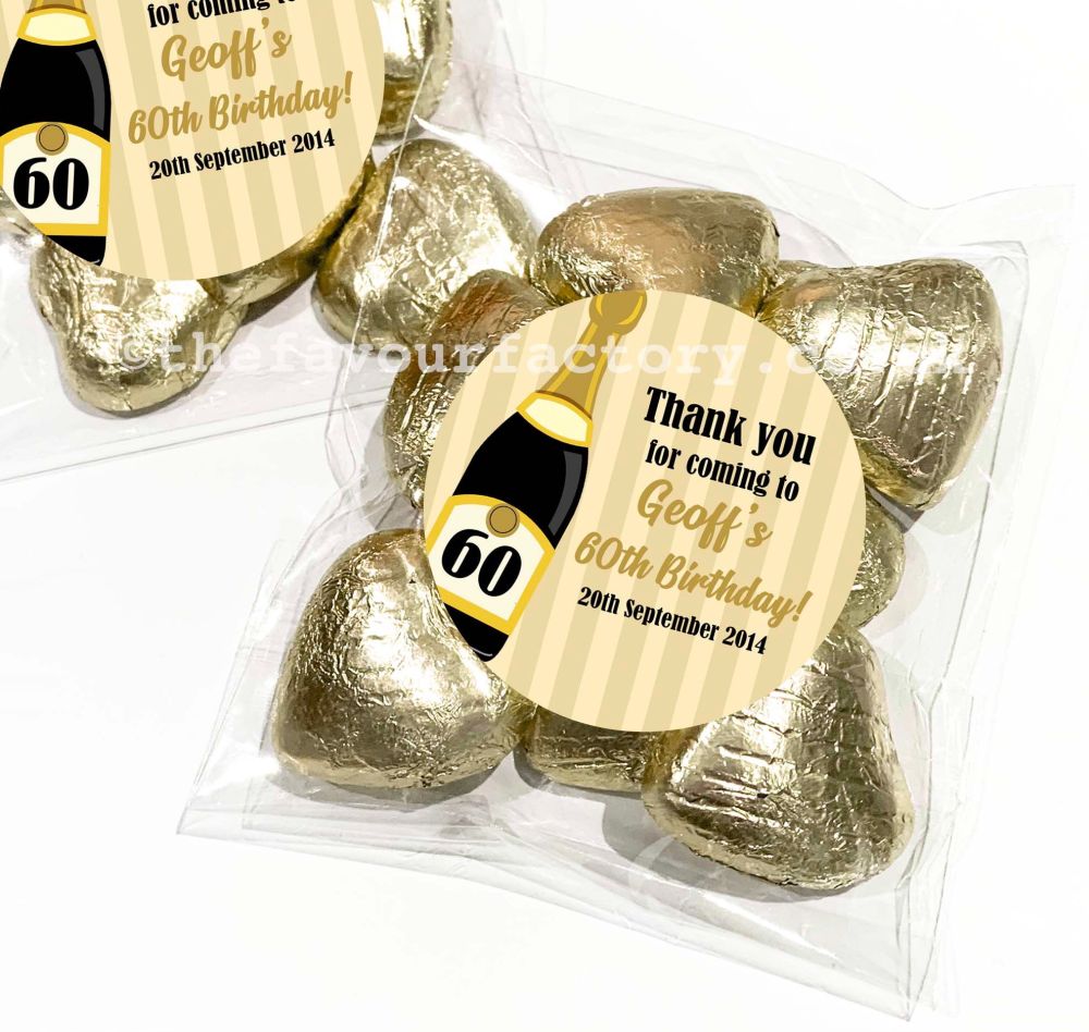 Gold Champagne Age Sweet Bags And Stickers Favours Kits x1