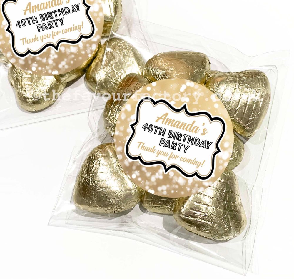 Gold Bokeh Sparkles Birthday Party Favours Sweet Bags Kits x1