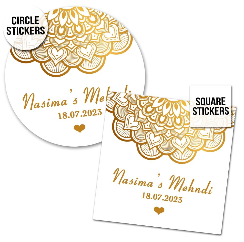 Mehndi Wedding Stickers Hearts Mandala