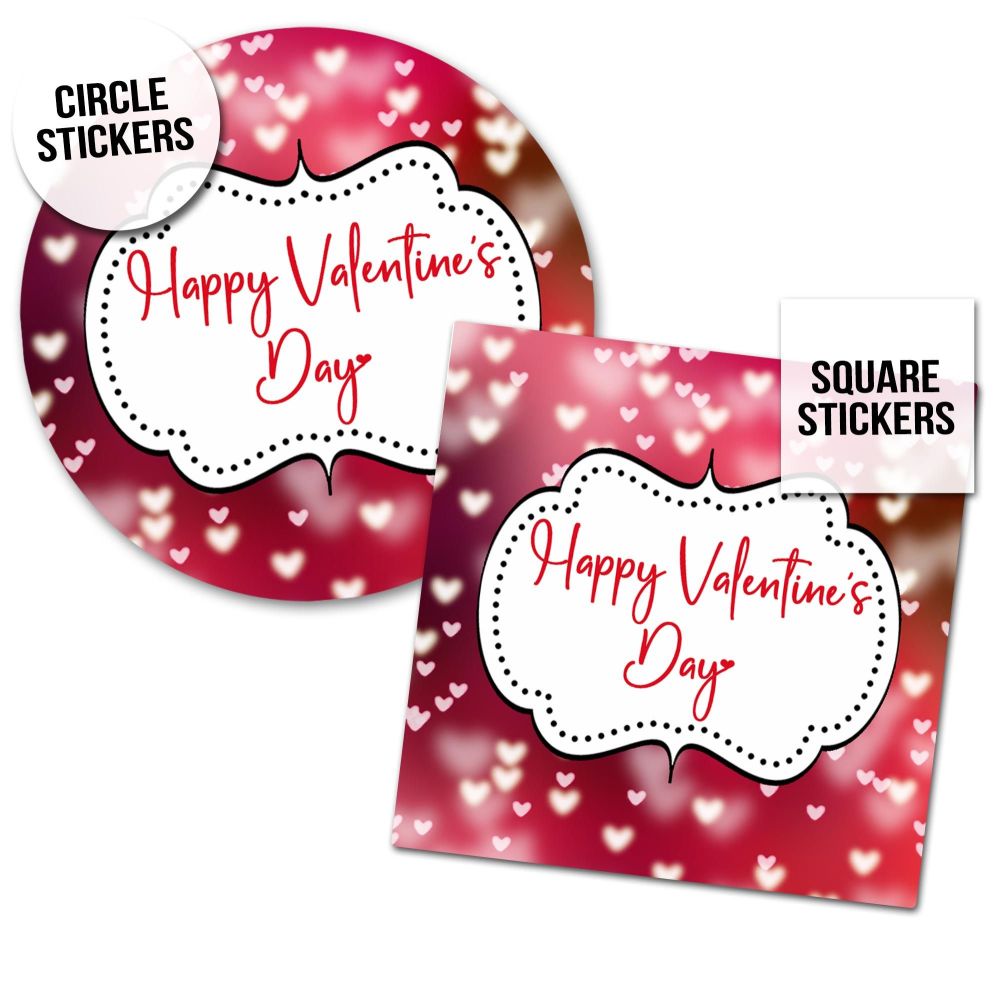 Happy Valentine's Day Stickers Bokeh Hearts - A4 Sheet x1