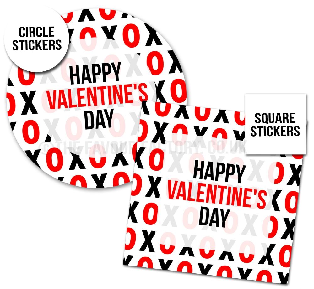 Happy Valentine's Day Stickers XOXO - A4 Sheet x1