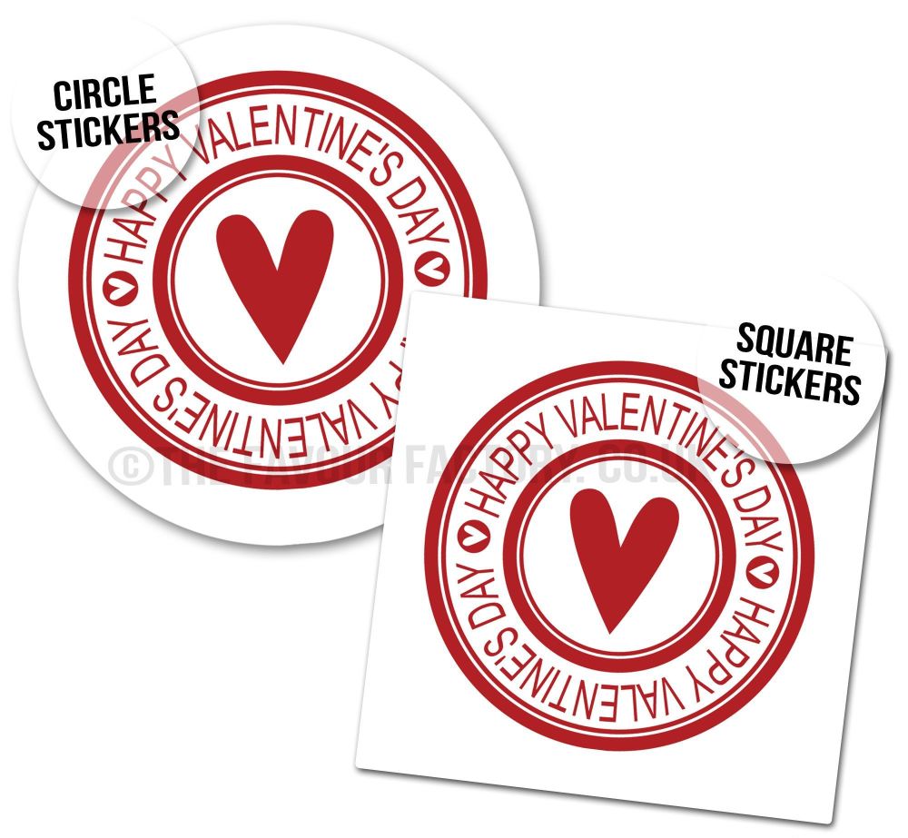 Happy Valentine's Day Stickers Valentines Stamp - A4 Sheet x1