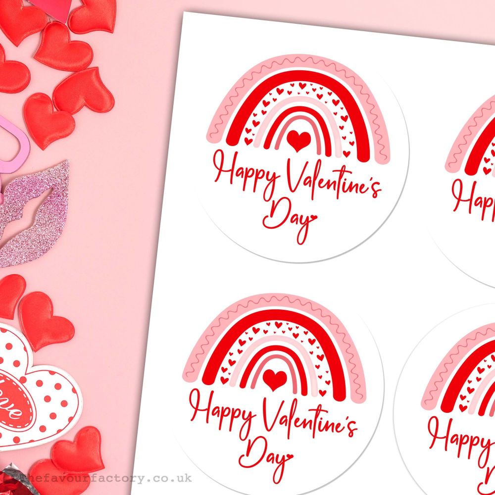 Happy Valentine's Day Stickers Rainbow - A4 Sheet x1