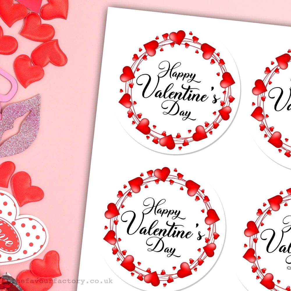 Happy Valentine's Day Stickers Hearts Frame