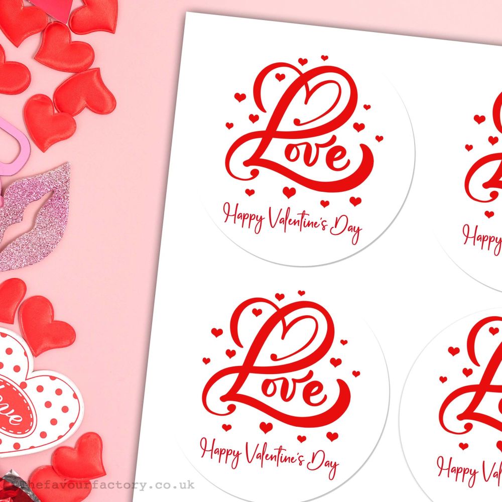 Happy Valentine's Day Stickers The Big L - A4 Sheet x1