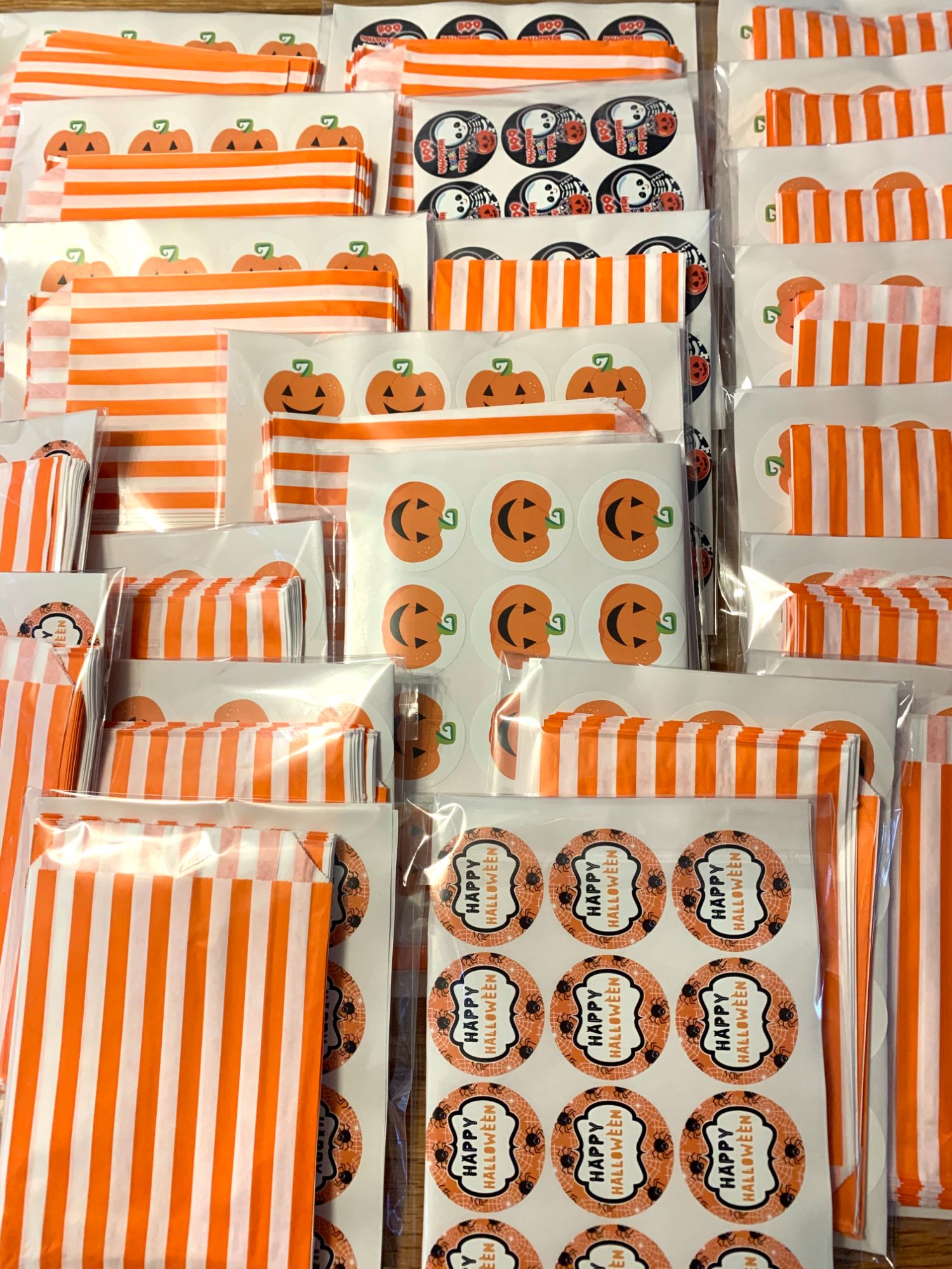 halloween paper bags and stickers