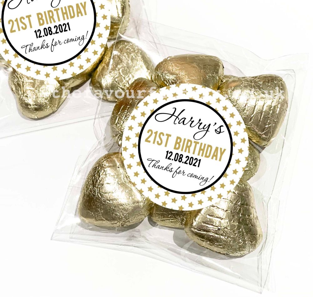 White And Gold Stars Birthday Party Favours Sweet Bags x1