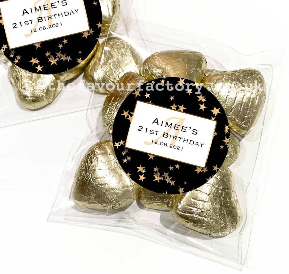 Party Favours For Birthdays Sweet Bags Kits Gold Stars Monogram x1