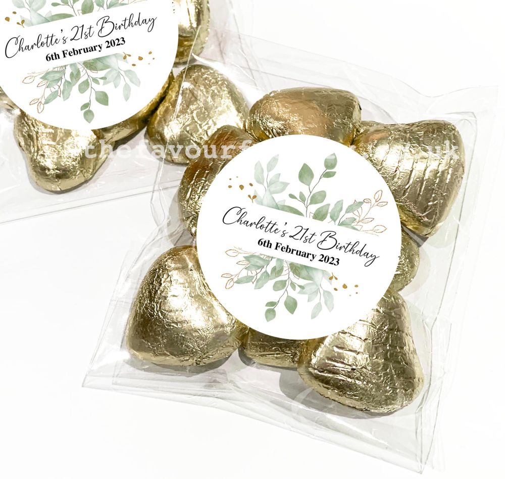 Party Favours For Birthdays Sweet Bags Kits Botanical Gold Leaf x1