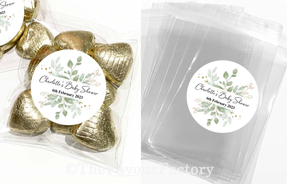 Baby Shower Favours Sweet Bags Kits Botanicals Gold Leaves x1