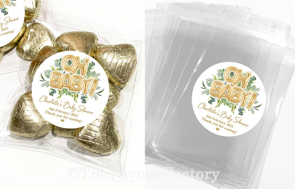 Baby Shower Favours Sweet Bags Kits Oh Baby Botanicals Gold x1