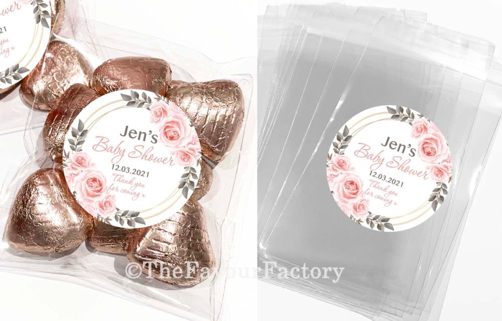 Boho Blush Roses Baby Shower Favours Sweet Bags Kits x1