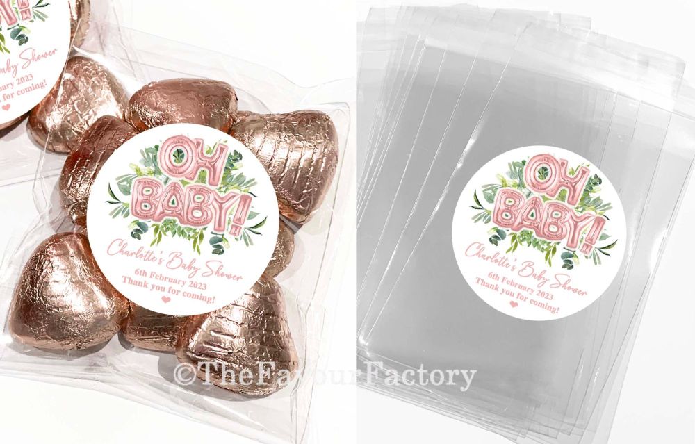 Baby Shower Favours Sweet Bags Kits Oh Baby Botanicals Rose Gold x1