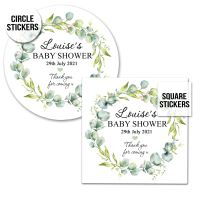 Baby Shower Stickers Botanicals Eucalyptus Wreath A4 Sheet x1