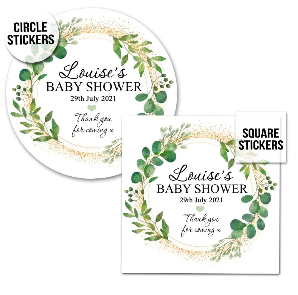 Baby Shower Stickers Botanical Dust