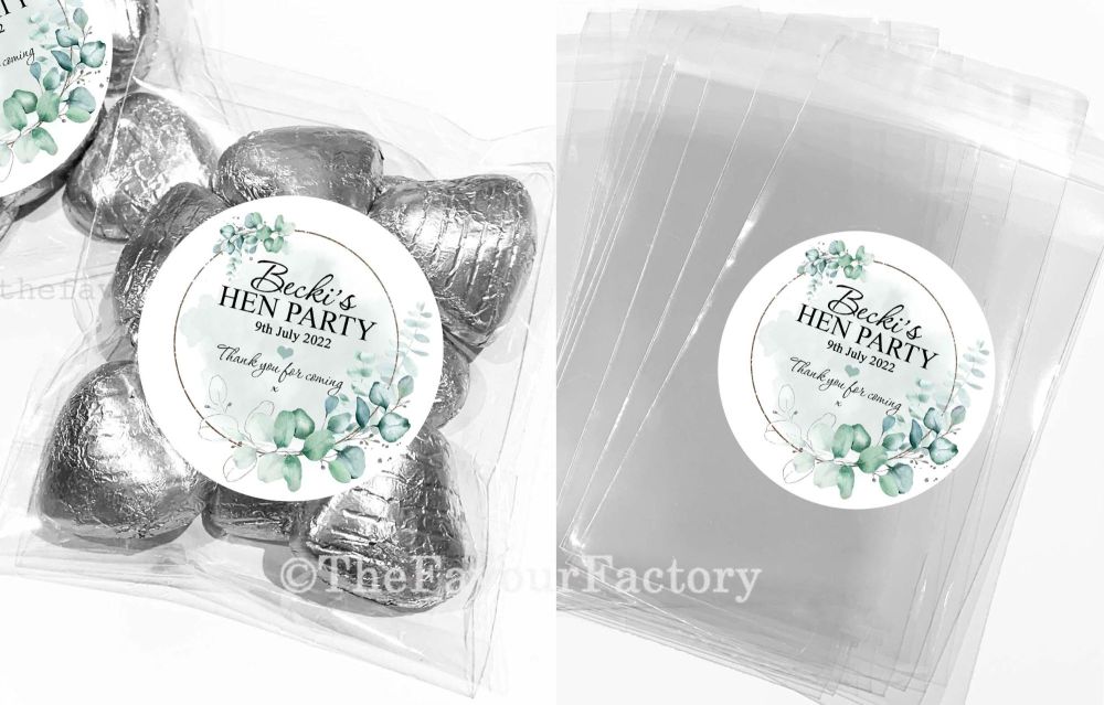 Eucalyptus Silver Frame Hen Party Favours Sweet Bags Kits x1