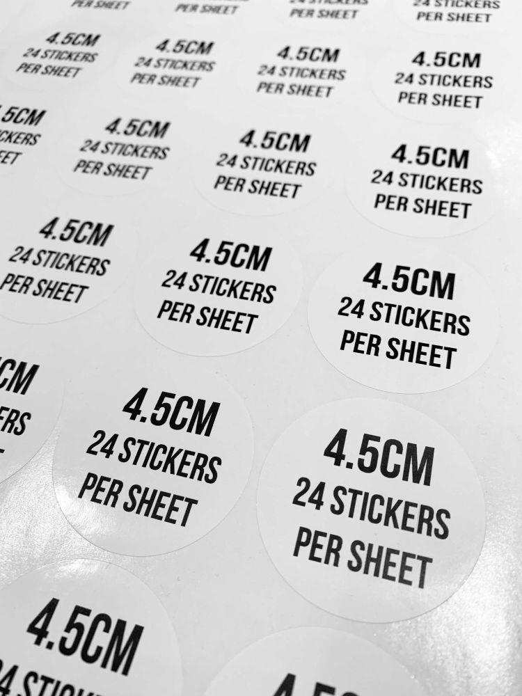 4.5cm Circle Logo stickers Own Image Labels x 1 A4 Sheet