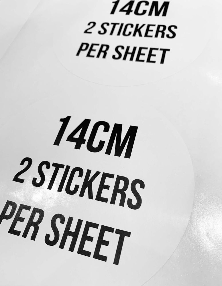 14cm Circle Logo stickers Own Image Labels x 1 A4 Sheet