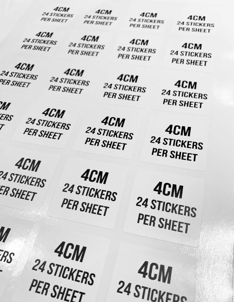 4cm Square Logo stickers Own Image Labels x 1 A4 Sheet