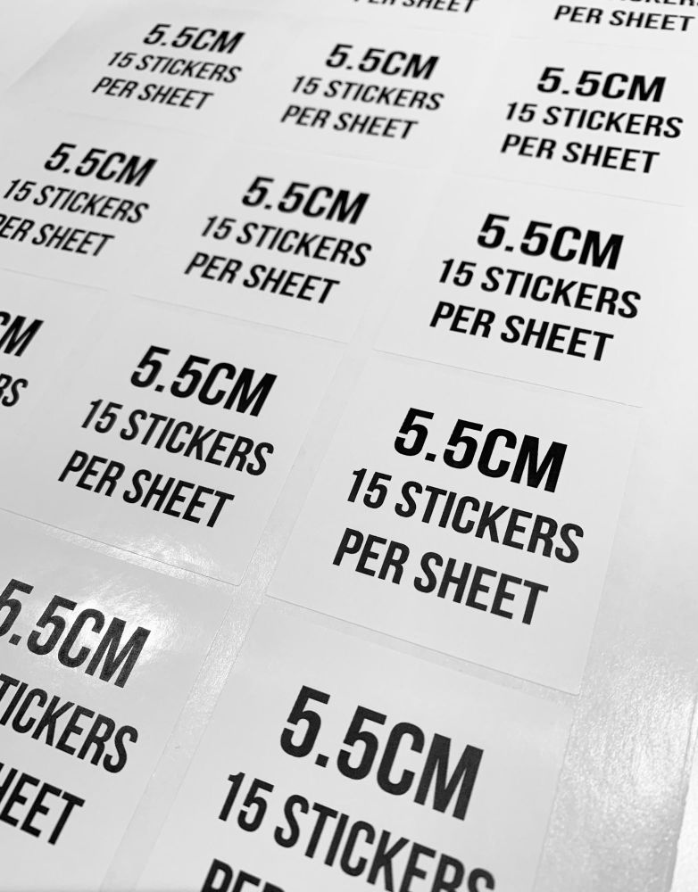5.5cm Square Logo stickers Own Image Labels x 1 A4 Sheet