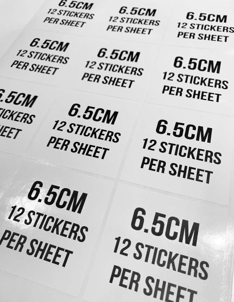 6.5cm Square Logo stickers Own Image Labels x 1 A4 Sheet