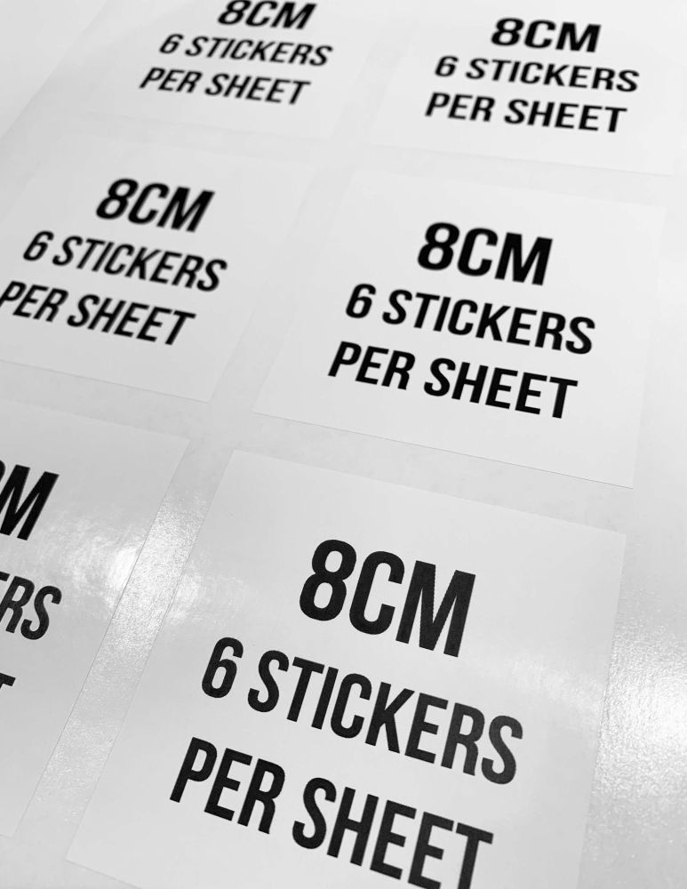 8cm Square Logo stickers Own Image Labels x 1 A4 Sheet