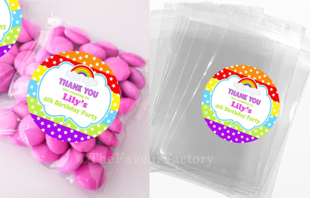 Rainbow Stars Birthday Party Favours Sweet Bags And Stickers x1