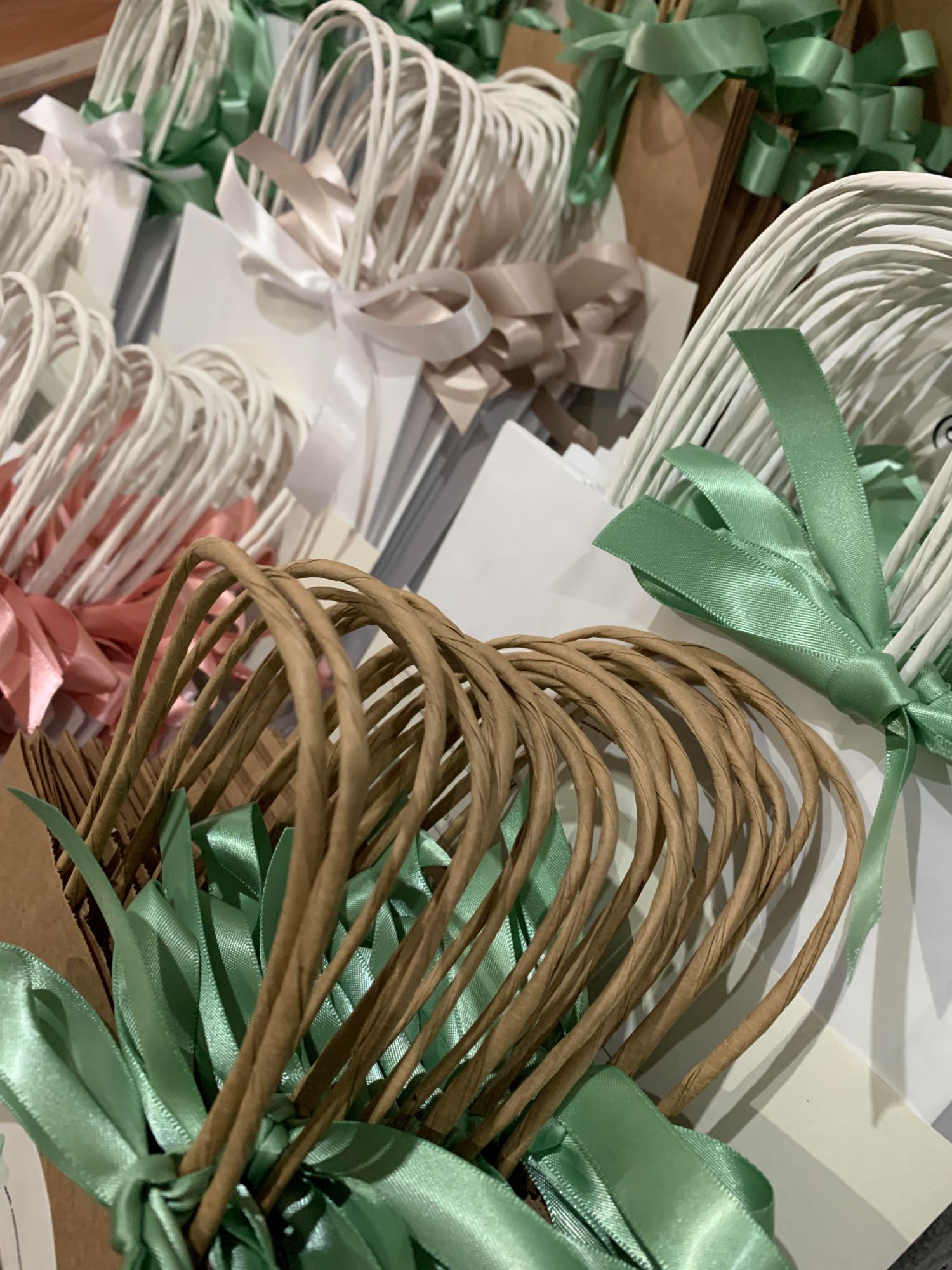hand tied ribbon bows party bags