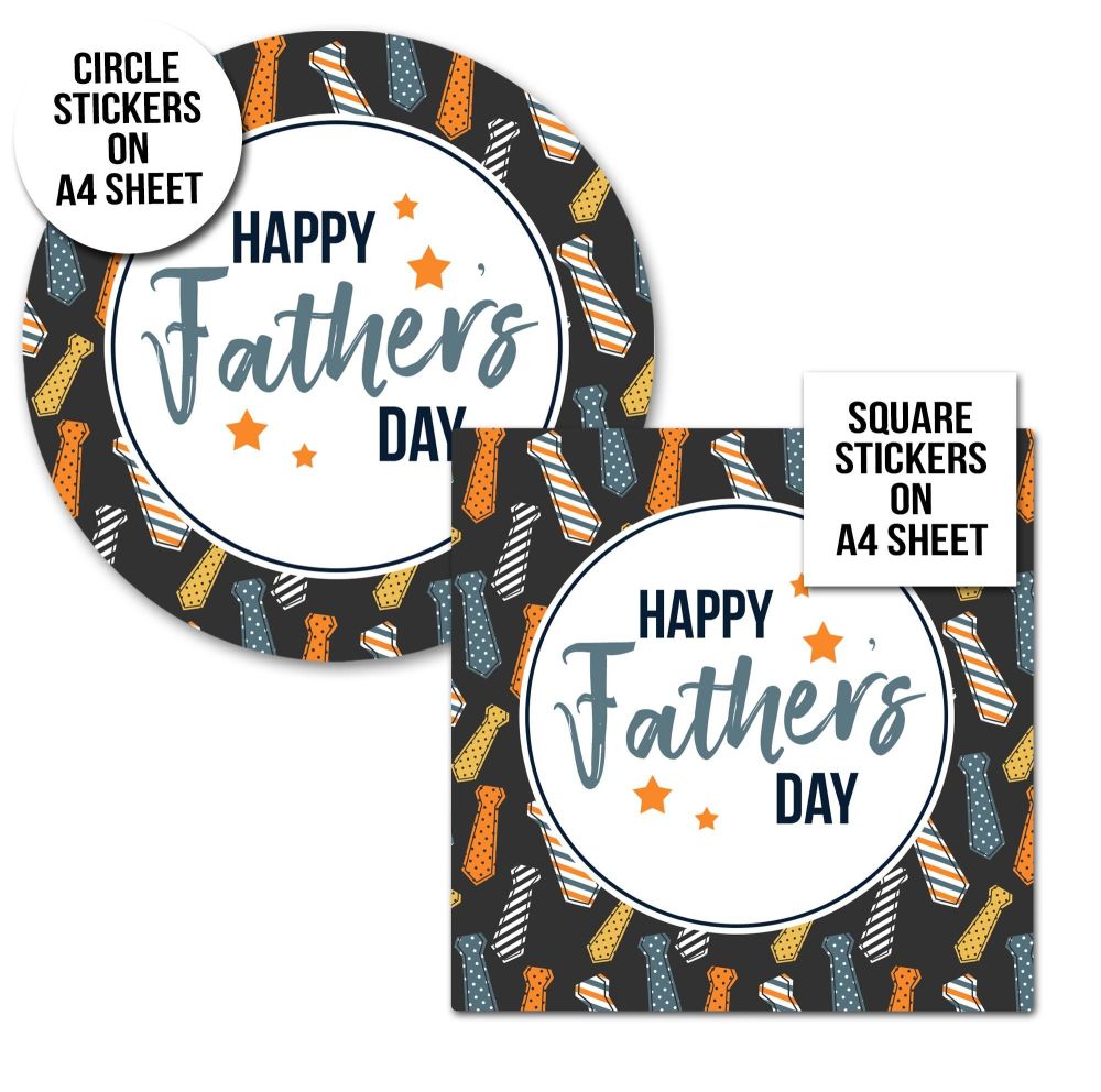 Father's Day Stickers Ties  - A4 Sheet x1