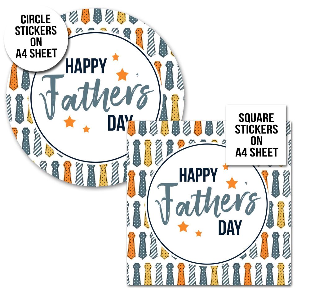 Father's Day Stickers Polka Dots And Stripes Ties  - A4 Sheet x1