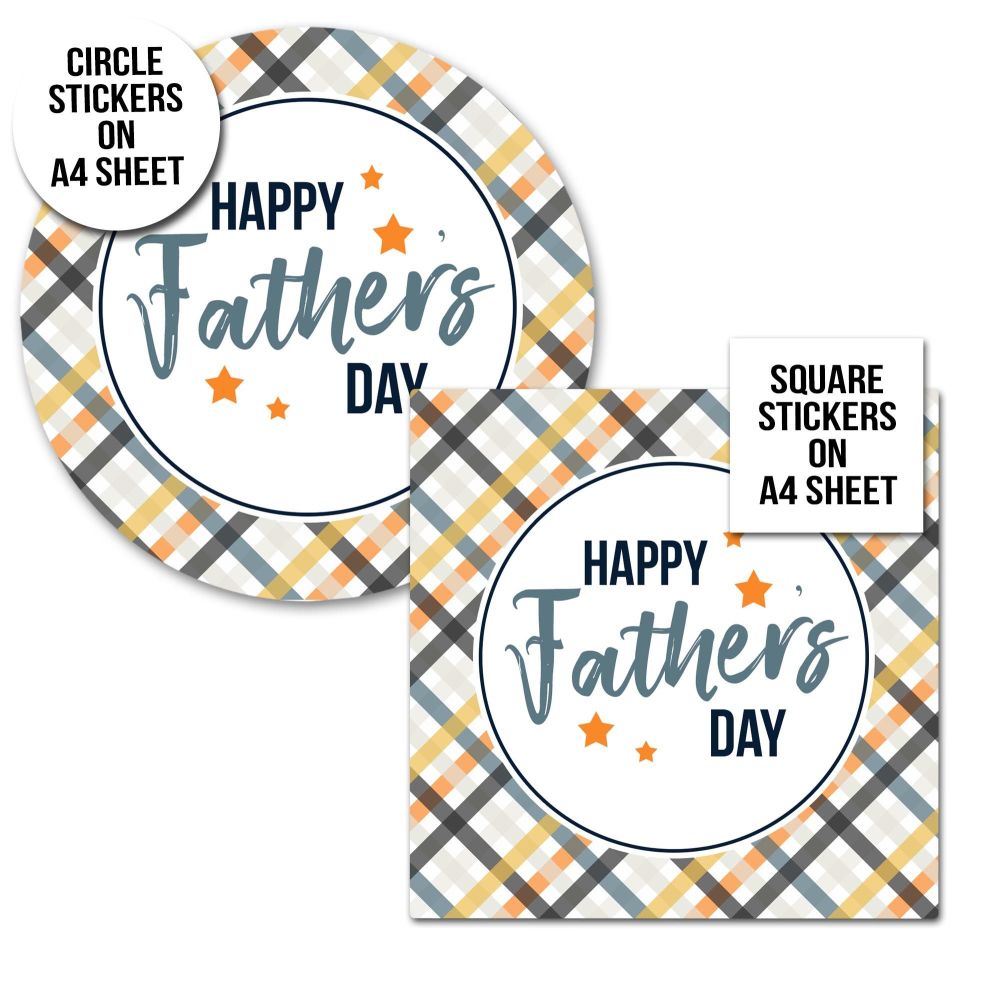 Father's Day Stickers Plaid  - A4 Sheet x1