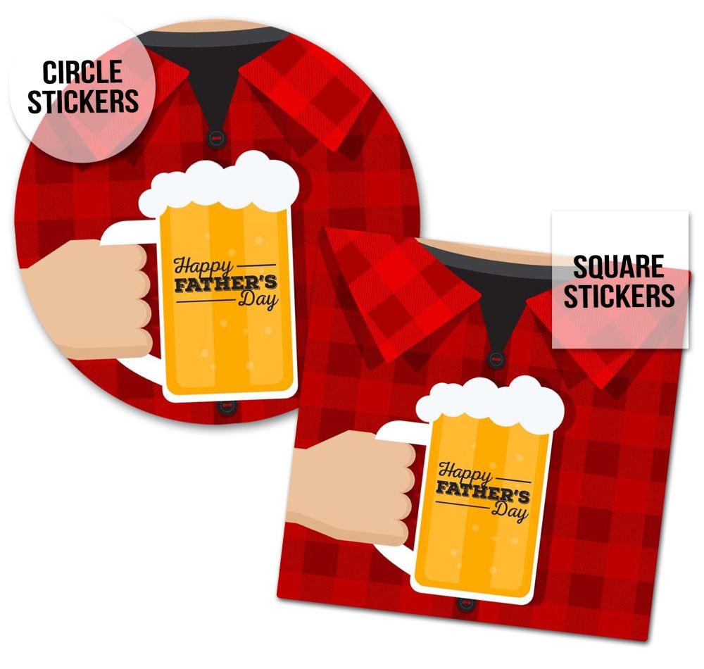 Father's Day Stickers Shirt And Beer  - A4 Sheet x1