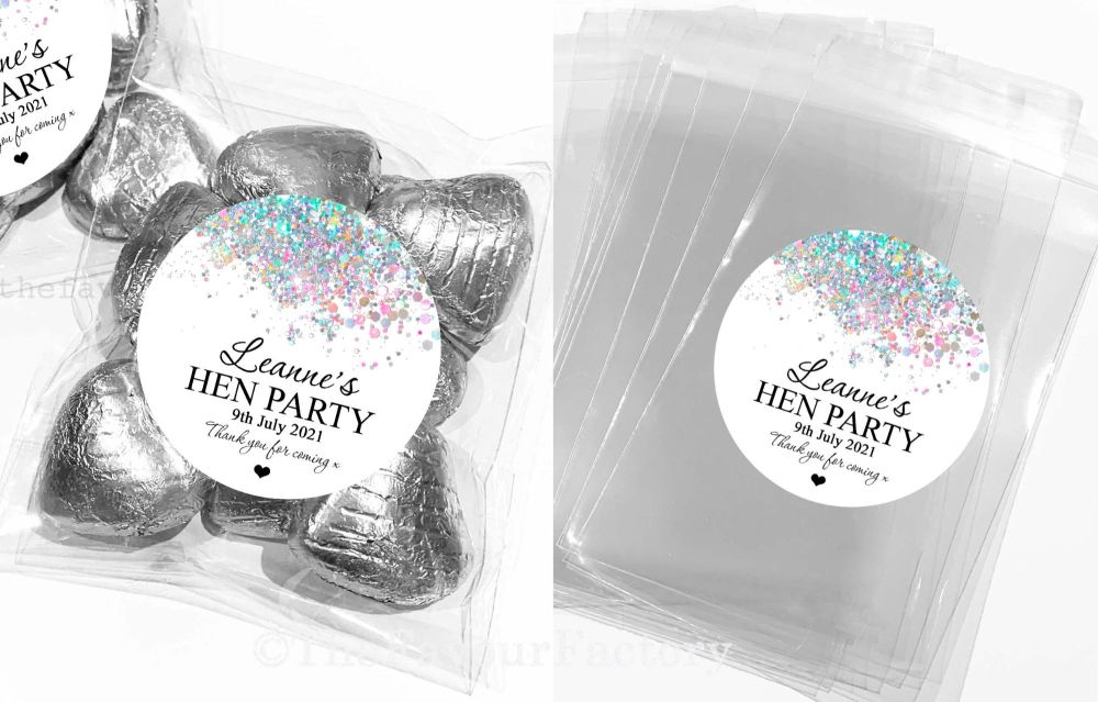 Hen Party Sweet Bags Favours Kits White Iridescent Confetti x1