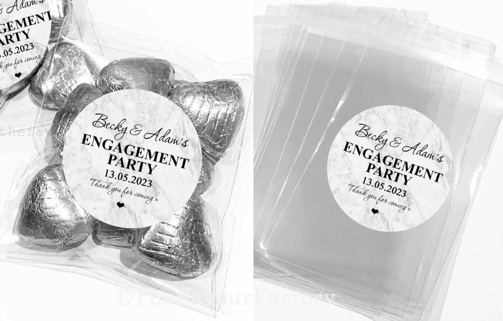Marble Personalised Engagement Party Favours Sweet Bags Kits x1