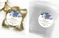 Blue And Gold Flowers Personalised Christening Favours Sweet Bags Kits x1