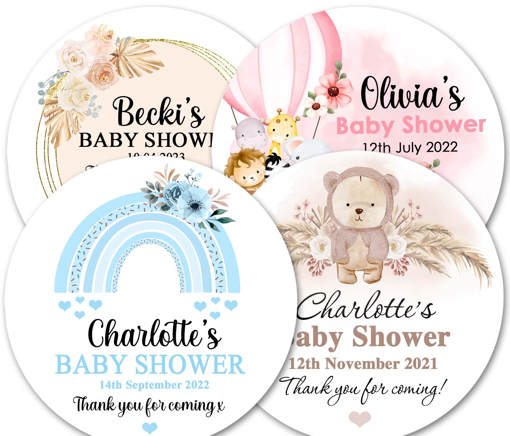 Personalised baby shower party stickers