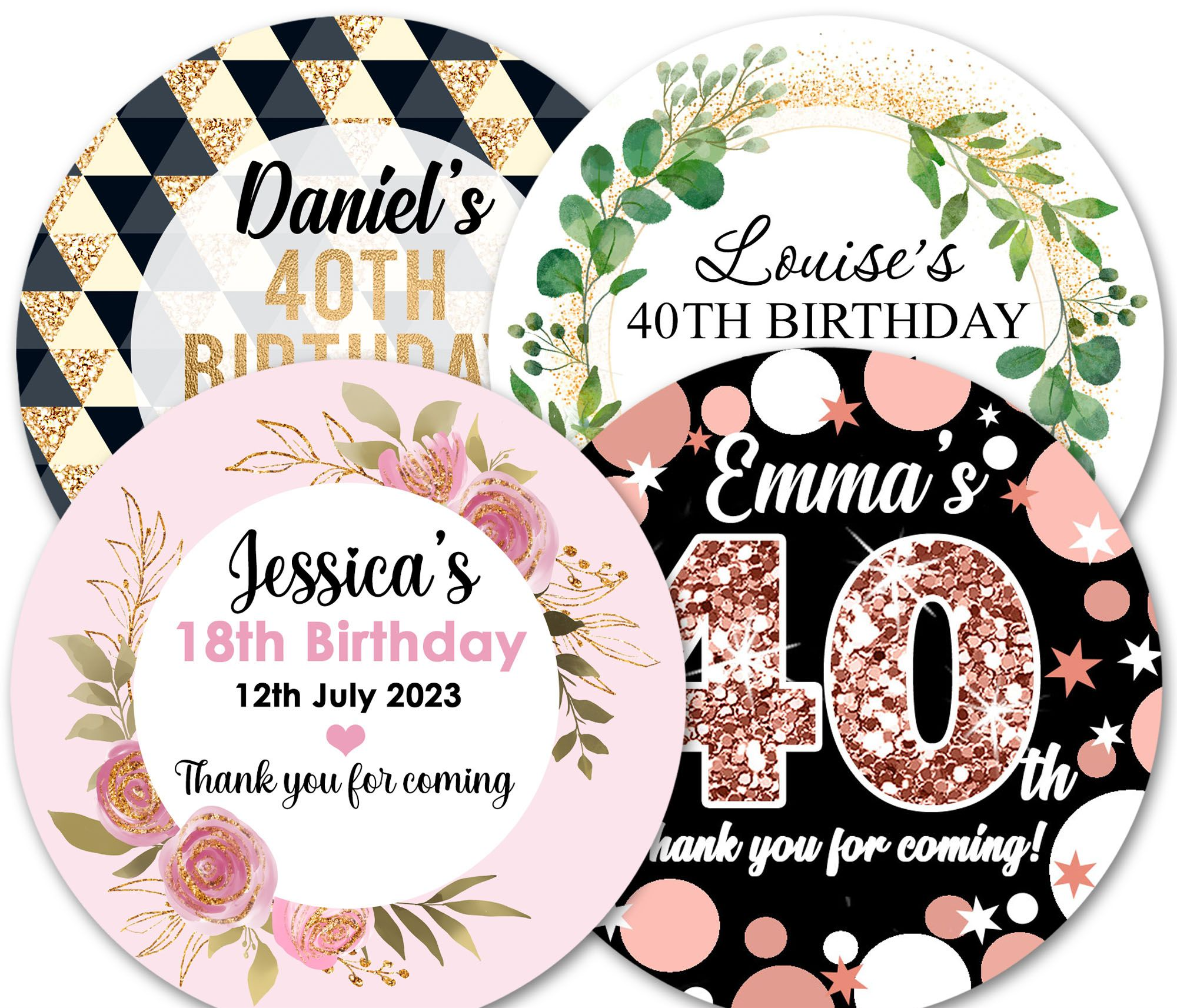 Personalised birthday stickers