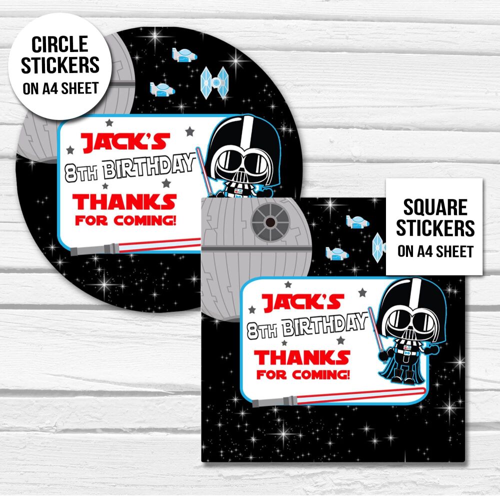 Personalised Stickers Space Mini Darth  A4 Sheet x1