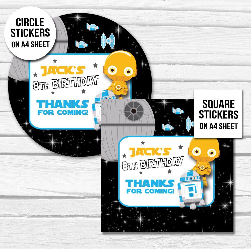 Personalised Stickers Space Mini CP R2 A4 Sheet x1