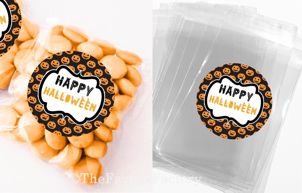 Halloween Party Favours Sweet Bags Kits Game Prizes Pumpkin Faces x1